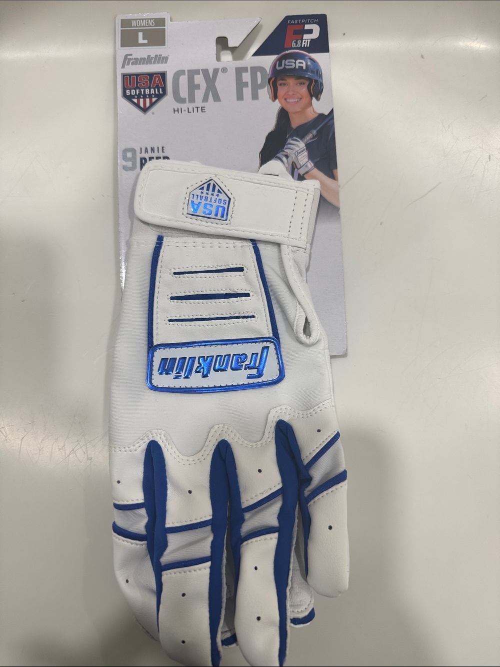 Franklin CFX FP Hi-Lite Fastpitch Batting Glove - White/Blue